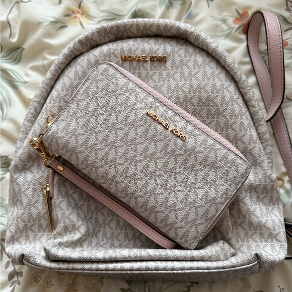 Michael Kors Handbags - Michael Kors Cream and Pink Backpack with Wallet